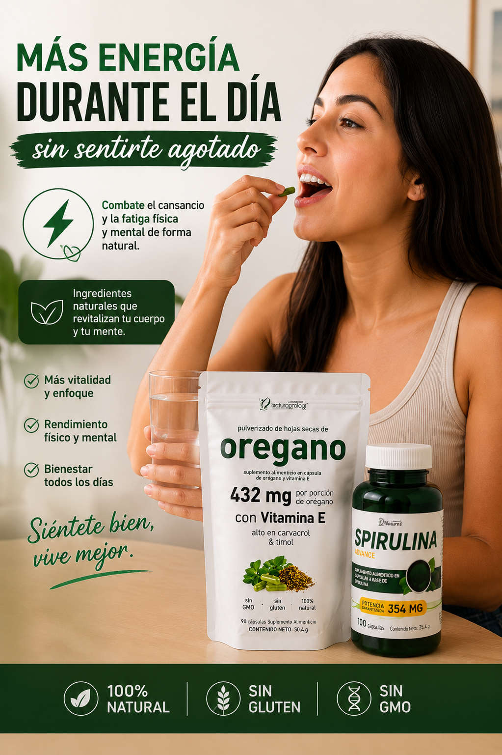 SPIRULIN 100CAP+OREGANO90CAP/DESINTOXICA